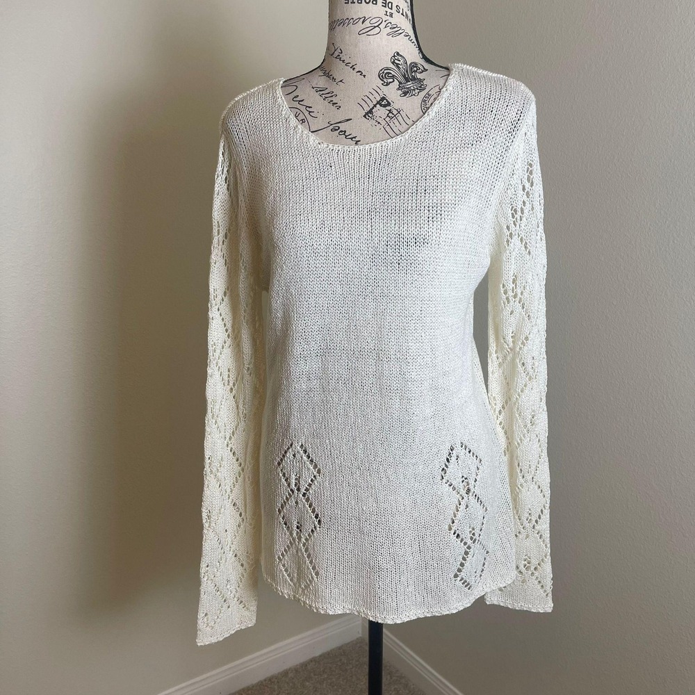 VTG Collection Revue Cream Knit Pullover Sweater Womens‎ XL Minimalist Classic